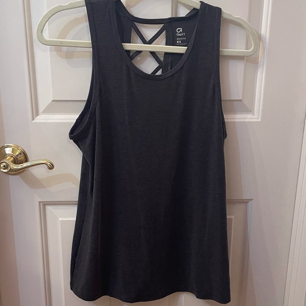 Grey GAP crisscross back athletic tank top